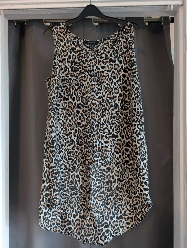 Atmosphere Leopard Print High Low Sleeveless Tunic Top UK 14 Brown