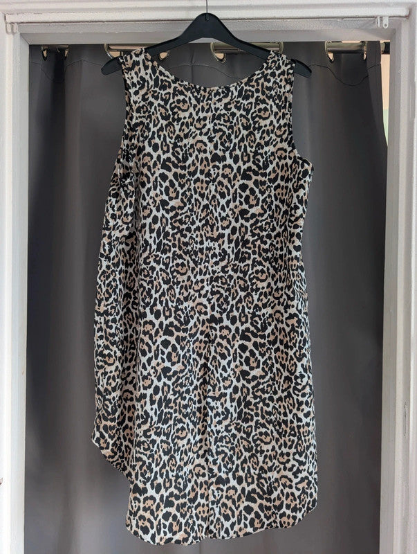 Atmosphere Leopard Print High Low Sleeveless Tunic Top UK 14 Brown