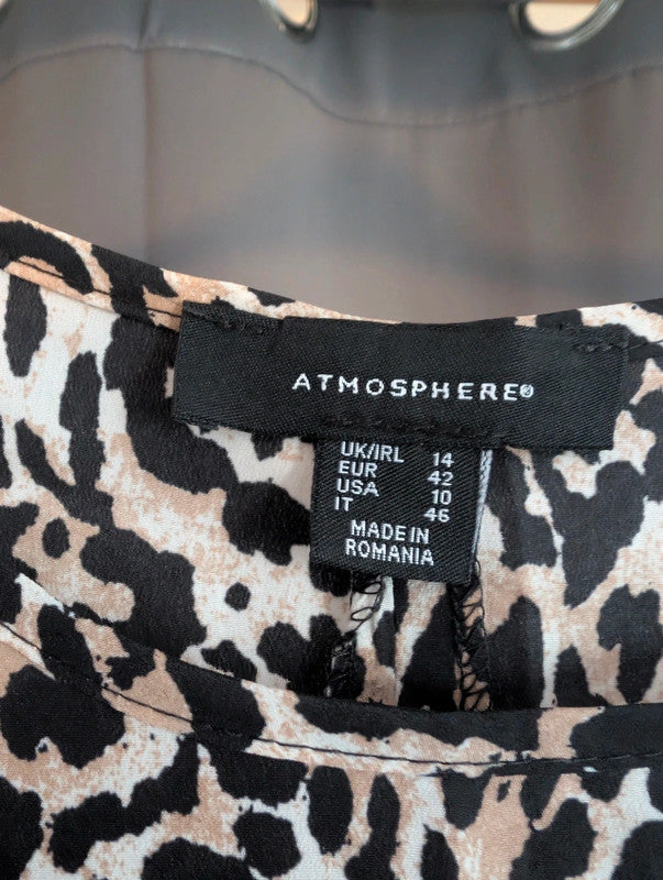 Atmosphere Leopard Print High Low Sleeveless Tunic Top UK 14 Brown