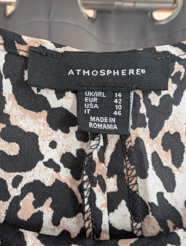 Atmosphere Leopard Print High Low Sleeveless Tunic Top UK 14 Brown