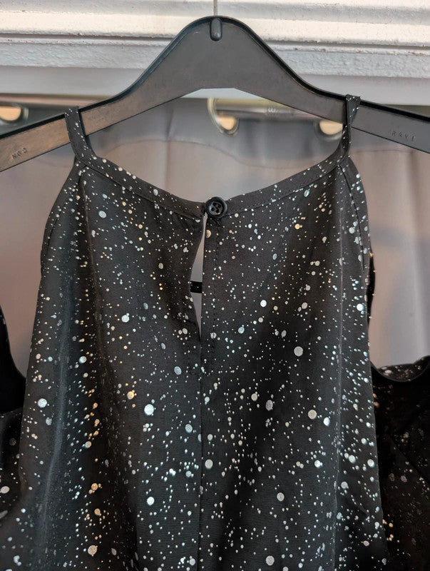 Shein Curve Black Metallic Starburst Cold Shoulder Dress Plus Size 4XL