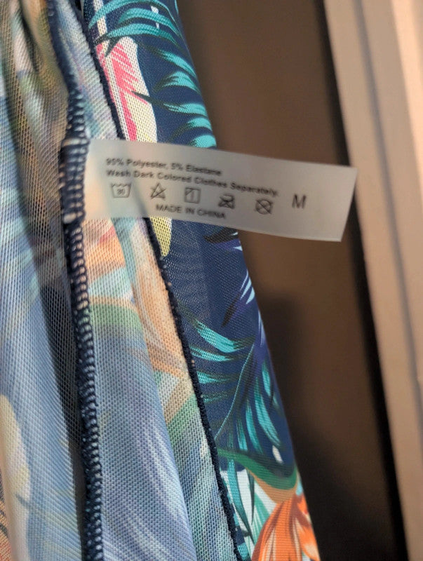 Unbranded Tropical Floral Print Sheer Mesh Kimono Cardigan Size M