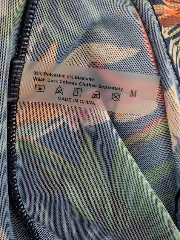 Unbranded Tropical Floral Print Sheer Mesh Kimono Cardigan Size M