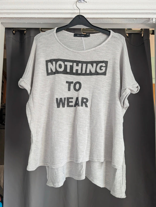 New Look Grey Nothing To Wear Slogan Knit T-Shirt Size 10