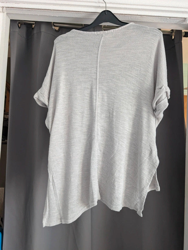 New Look Grey Nothing To Wear Slogan Knit T-Shirt Size 10