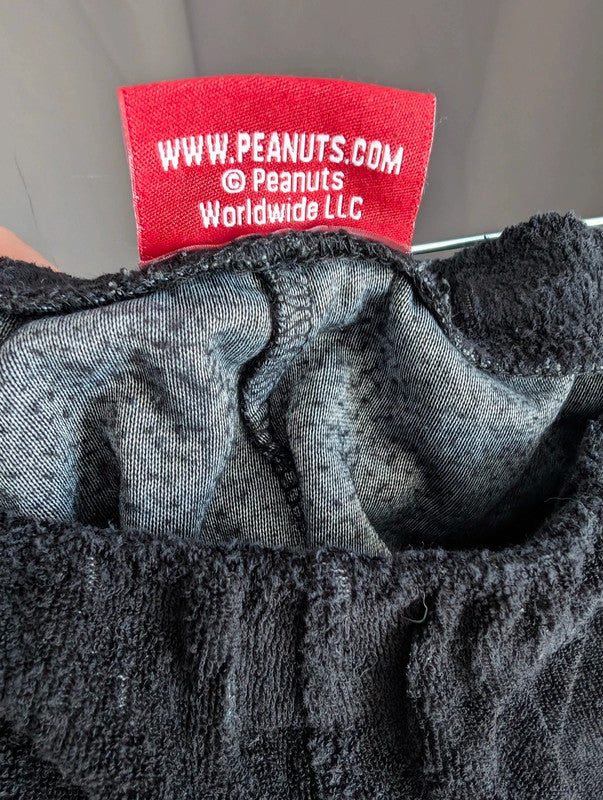 Peanuts Black Snoopy Towelling Towel Gym Running Shorts Size L