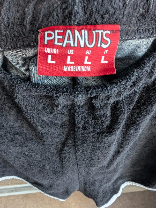 Peanuts Black Snoopy Towelling Towel Gym Running Shorts Size L