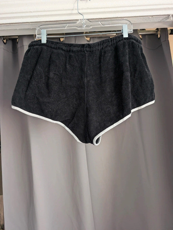 Peanuts Black Snoopy Towelling Towel Gym Running Shorts Size L