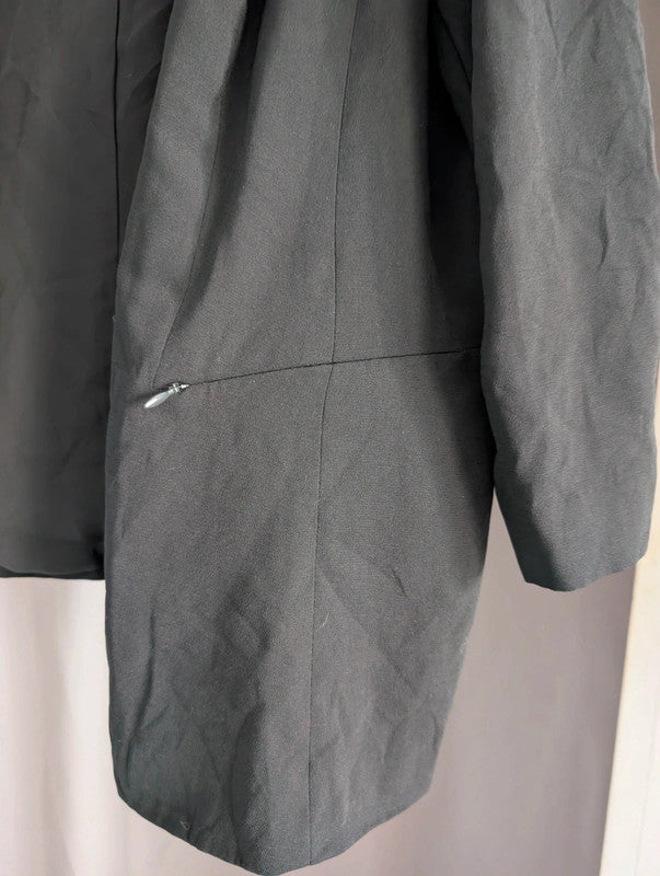 M&amp;S Collection Black Open Front Ruched Sleeve Blazer Jacket Size 16