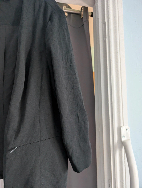M&amp;S Collection Black Open Front Ruched Sleeve Blazer Jacket Size 16