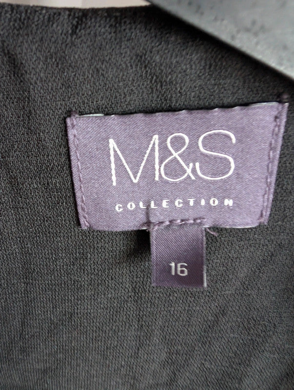 M&amp;S Collection Black Open Front Ruched Sleeve Blazer Jacket Size 16
