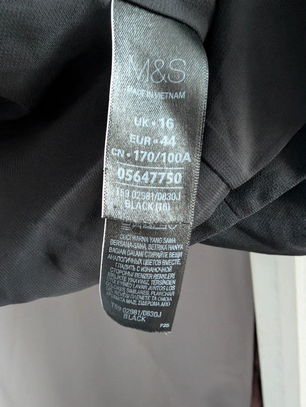 M&amp;S Collection Black Open Front Ruched Sleeve Blazer Jacket Size 16