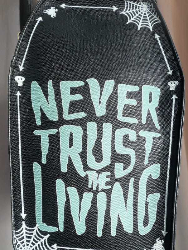 Beetlejuice Never Trust The Living Coffin Crossbody Bag Black Goth Alternative