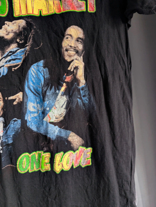 Bob Marley One Love Zion Rootswear Black Graphic T-Shirt Large