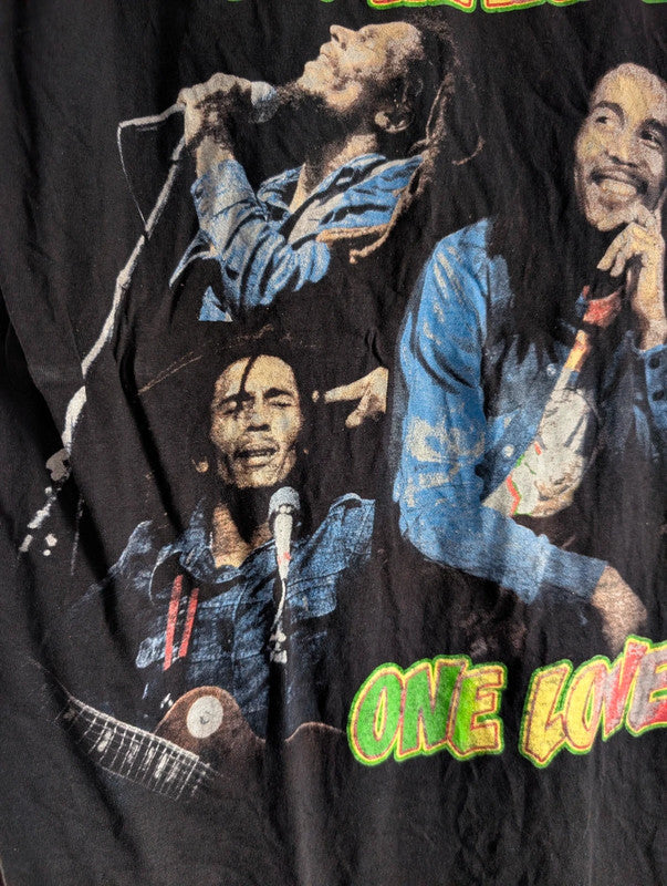 Bob Marley One Love Zion Rootswear Black Graphic T-Shirt Large