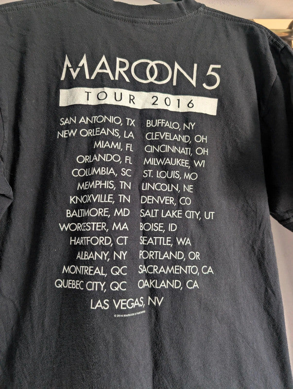 Maroon 5 Tour 2016 Black Graphic Band T-Shirt Medium