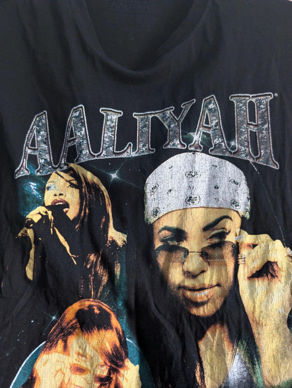 Aaliyah Black Graphic Band T-Shirt Small
