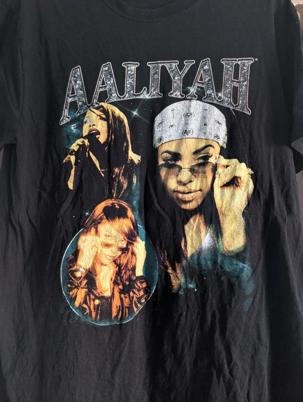 Aaliyah Black Graphic Band T-Shirt Small