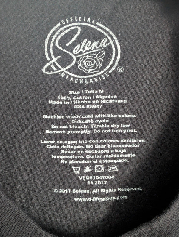 Official Selena Quintanilla Black Graphic Band T-Shirt Medium