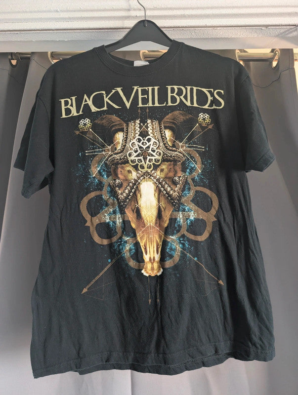 Black Veil Brides Goat Skull Crest Black Graphic T-Shirt Small