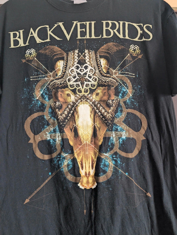 Black Veil Brides Goat Skull Crest Black Graphic T-Shirt Small