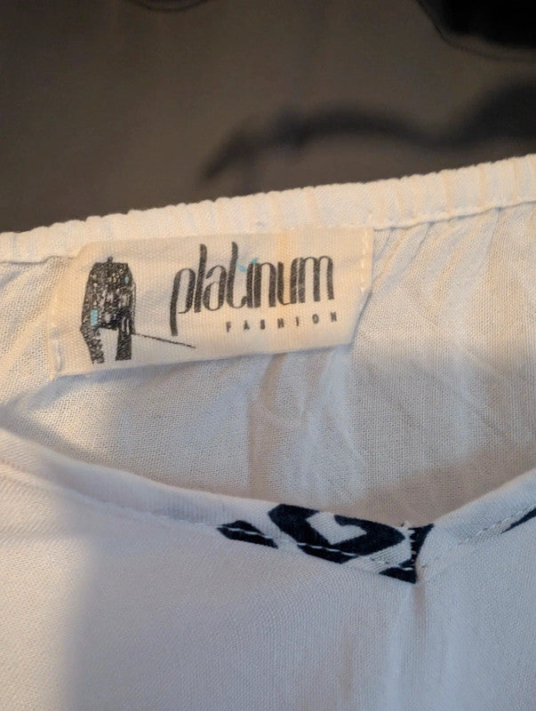 Platinum Fashion White Greek Aztec Tie Front Camisole Top