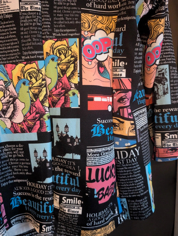 Shein Curve Comic Book Pop Art Newspaper Print Blazer 3XL
