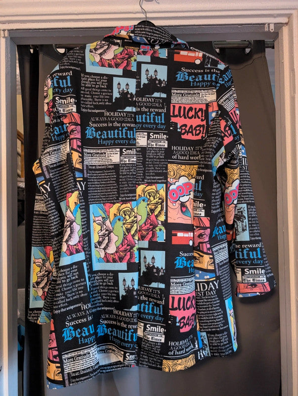 Shein Curve Comic Book Pop Art Newspaper Print Blazer 3XL