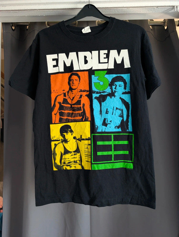 Official Emblem3 Pop Band Block Graphic T-Shirt Size S Black