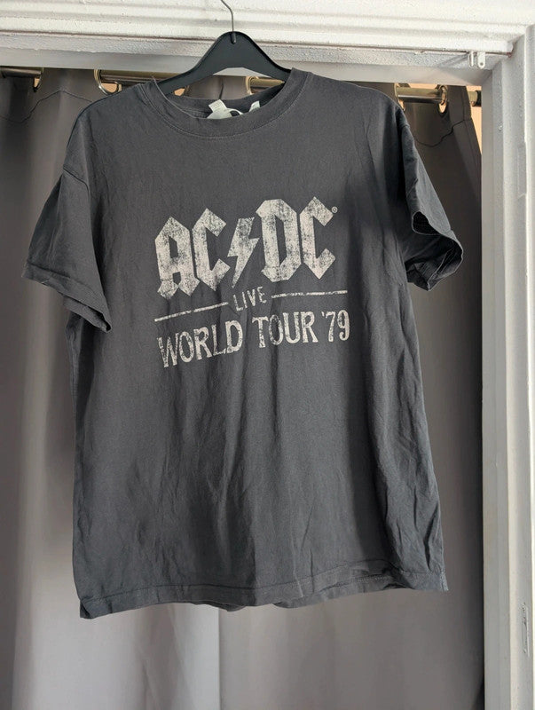 Ac/Dc Live World Tour 79 Grey Graphic Band T-Shirt Size S H&amp;M