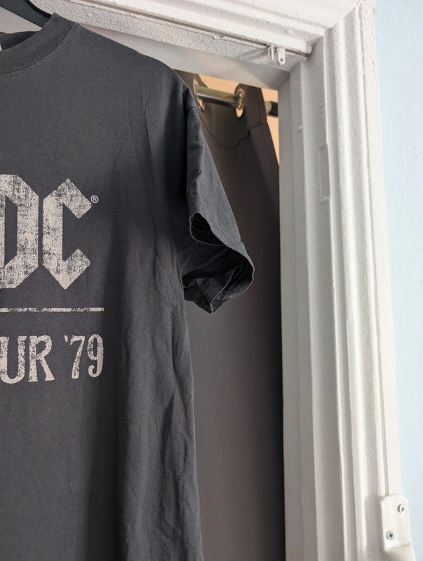 Ac/Dc Live World Tour 79 Grey Graphic Band T-Shirt Size S H&amp;M