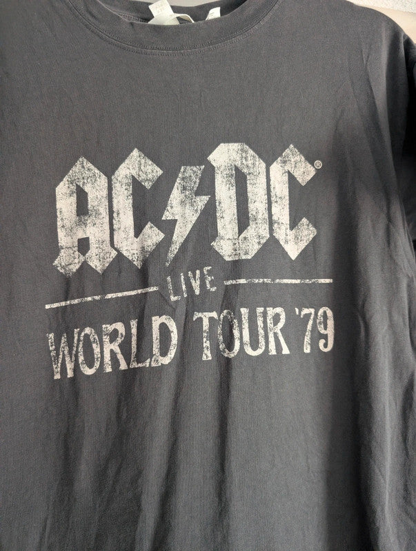 Ac/Dc Live World Tour 79 Grey Graphic Band T-Shirt Size S H&amp;M