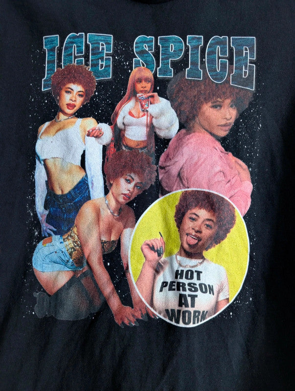 Ice Spice Retro Graphic Rap T-Shirt Size M Black Women's