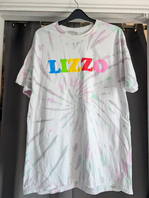 Lizzo Official Tour Pastel Tie Dye Graphic T-Shirt Size M White