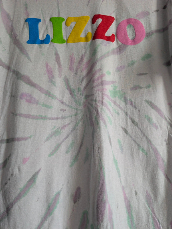 Lizzo Official Tour Pastel Tie Dye Graphic T-Shirt Size M White