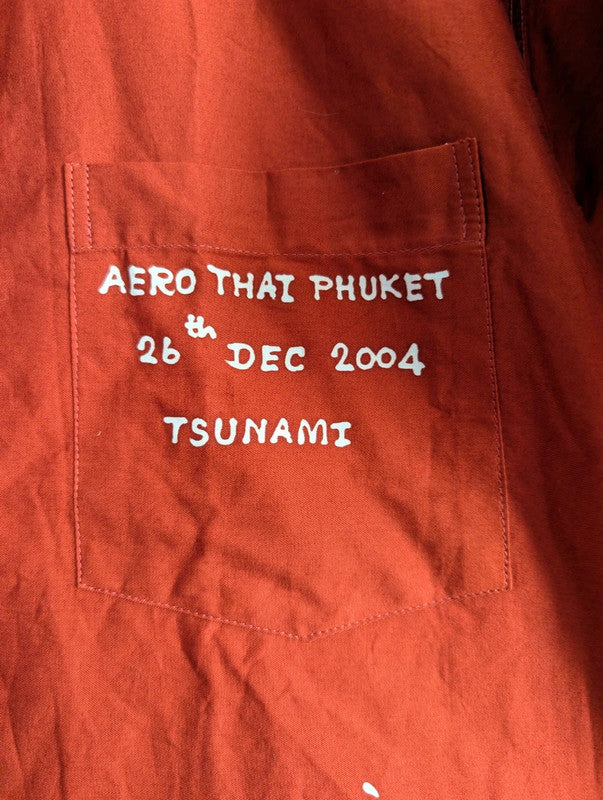 Phuket Batik 2004 Tsunami Memorial Dolphin Shirt Size XL Terracott