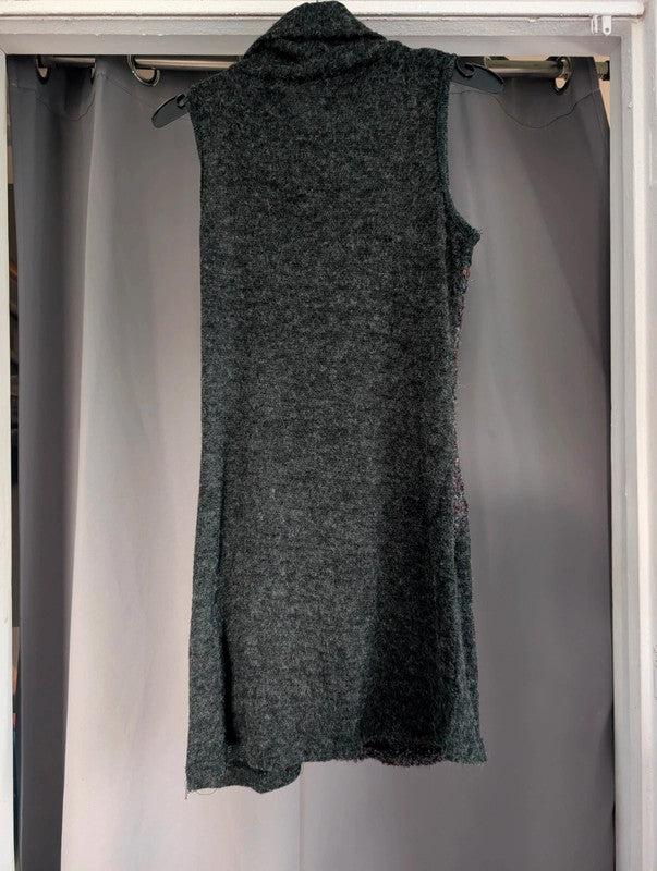 Apricot Charcoal Grey Mixed Knit Cowl Neck Tunic Dress UK 8 Whimsigoth Boho