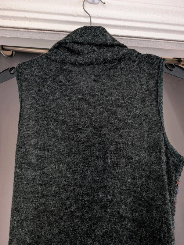 Apricot Charcoal Grey Mixed Knit Cowl Neck Tunic Dress UK 8 Whimsigoth Boho