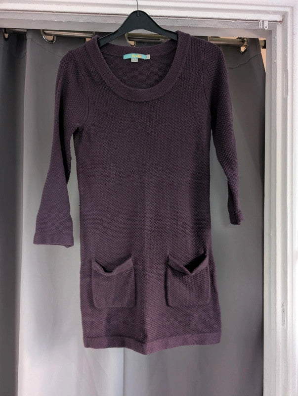 Boden Purple Cotton Cashmere Knit Tunic Dress UK 8 Whimsigoth Boho Mini