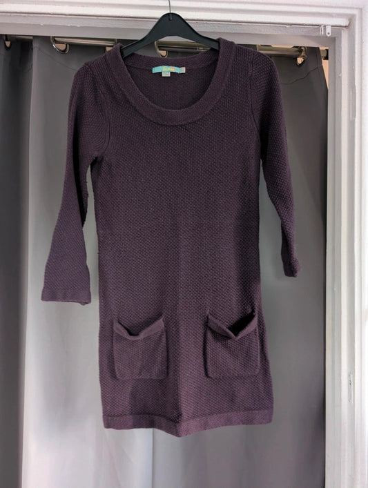 Boden Purple Cotton Cashmere Knit Tunic Dress UK 8 Whimsigoth Boho Mini