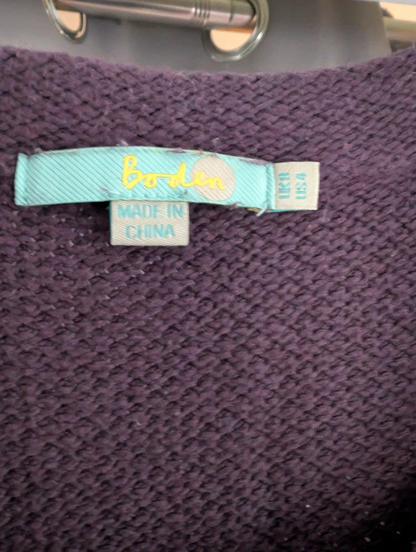 Boden Purple Cotton Cashmere Knit Tunic Dress UK 8 Whimsigoth Boho Mini