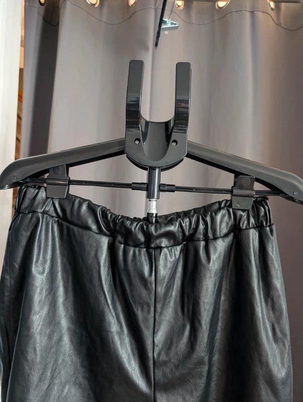 Asos Design Black Faux Leather Shorts UK 14 Goth Y2K