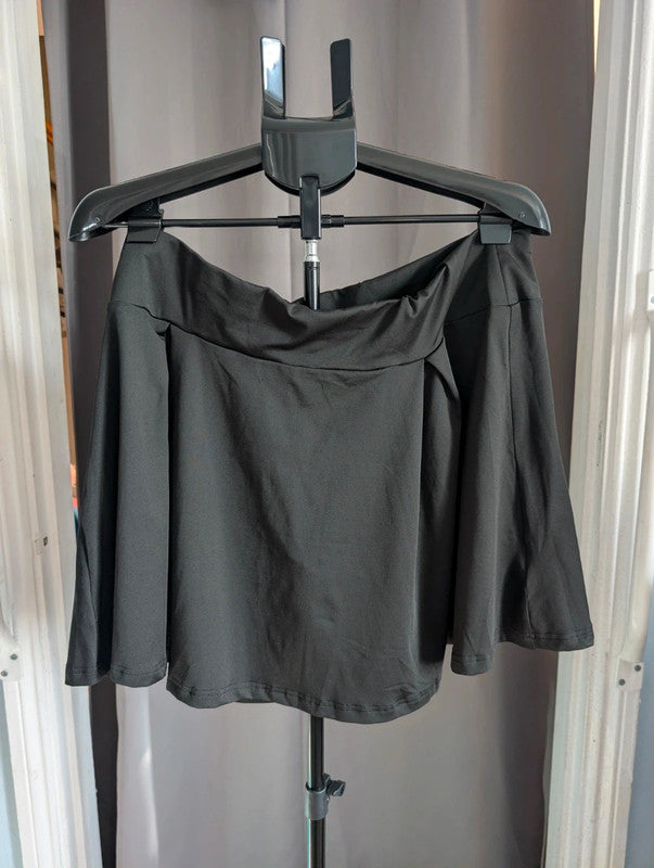 Shein Black High Waisted Skater Mini Skirt Plus Size 2XL Goth Emo