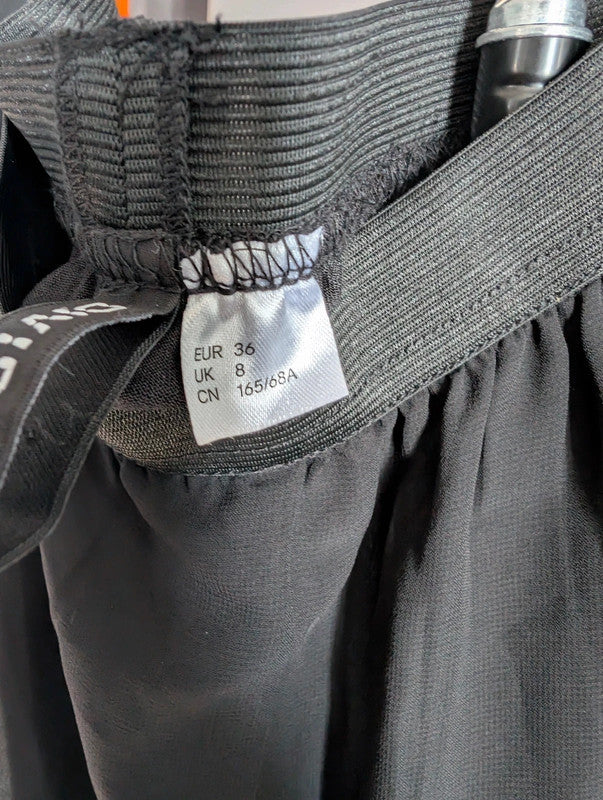 H&amp;M Divided Black Sheer Maxi Skirt Side Slit Lined UK 8 Goth Emo Whimsigoth