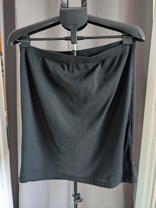 Prettylittlething Black Ribbed Mini Skirt Plus Size UK 20 Goth Grunge Basics