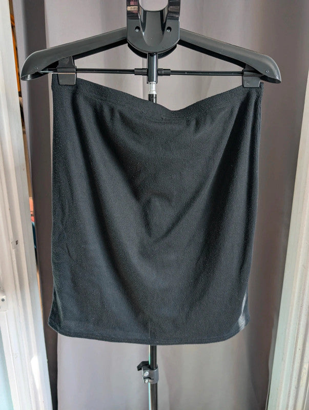 Prettylittlething Black Ribbed Mini Skirt Plus Size UK 20 Goth Grunge Basics