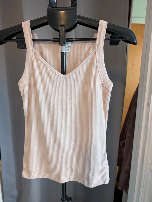 River Island Pink Ribbed Cotton Vest Top Size 12