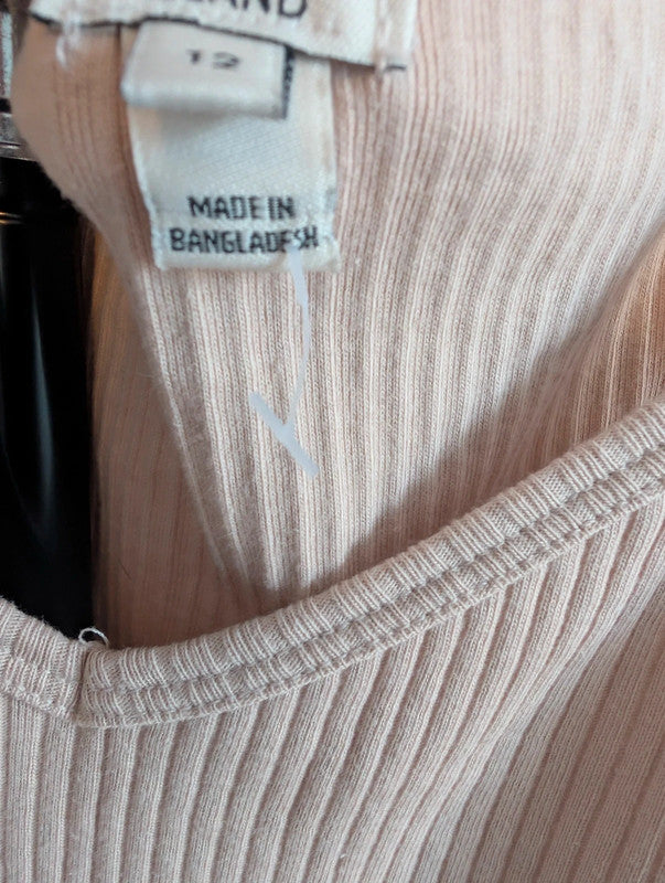 River Island Pink Ribbed Cotton Vest Top Size 12