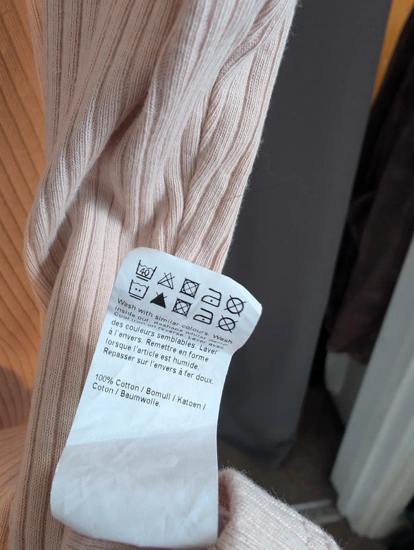 River Island Pink Ribbed Cotton Vest Top Size 12