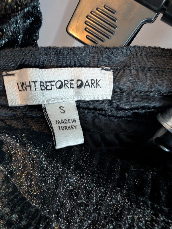Light Before Dark Black Metallic Shirr Crop Top Size S